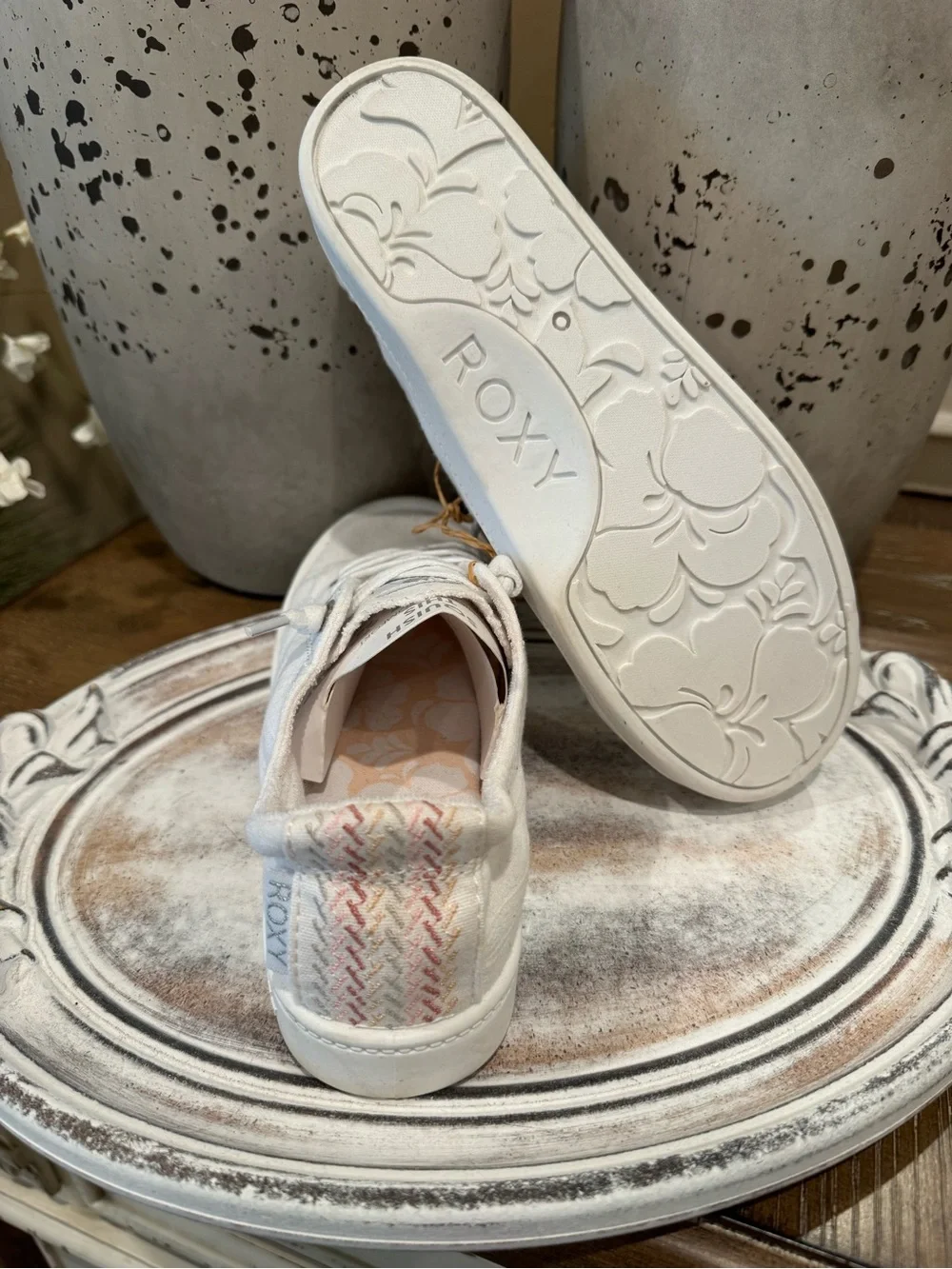Women’s White Canvas Sneakers with Subtle Pink Accents